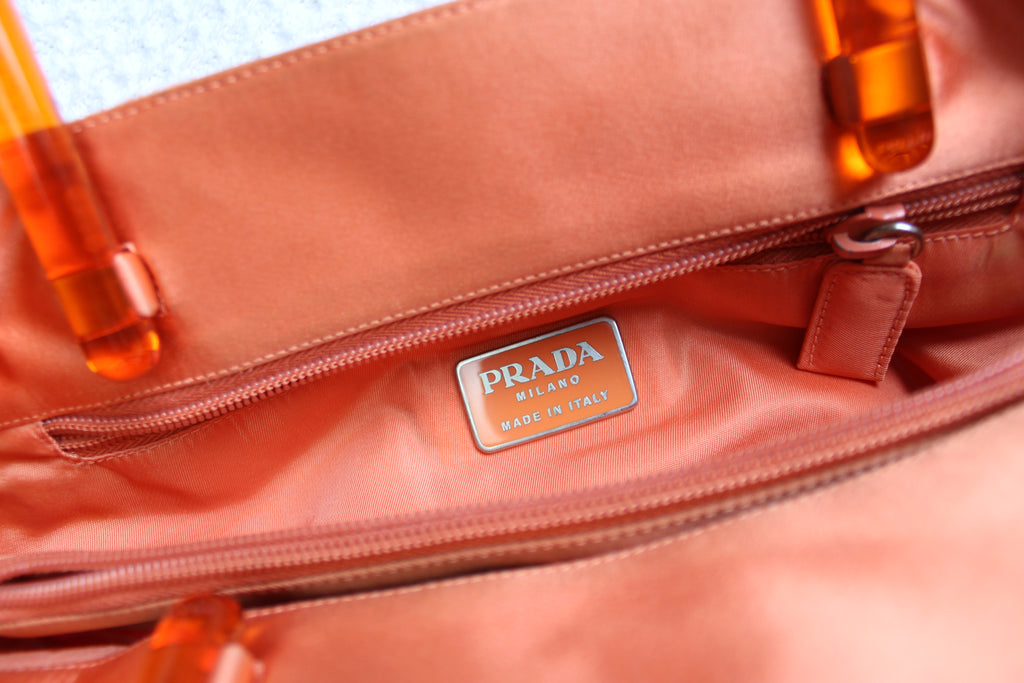 Prada 1990's Orange Satin Plex Bag