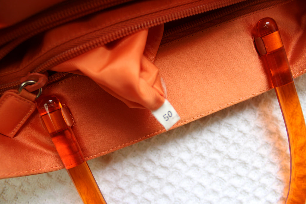 Prada 1990's Orange Satin Plex Bag