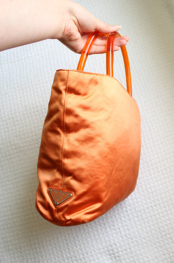 Prada 1990's Orange Satin Plex Bag