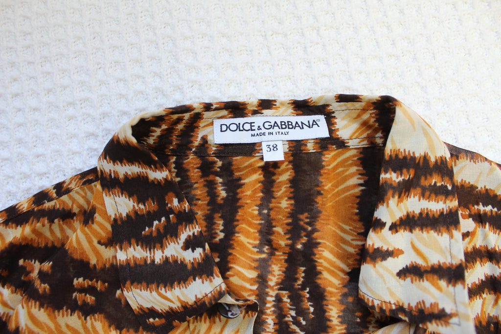 Dolce & Gabbana Tiger Print Button Up Blouse