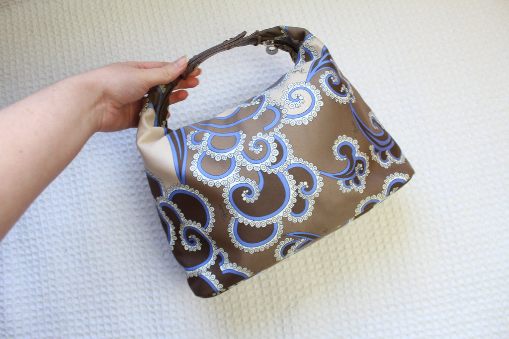 Emilio Pucci Blue / Brown Satin Handbag