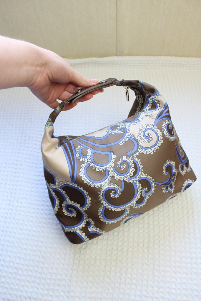 Emilio Pucci Blue / Brown Satin Handbag