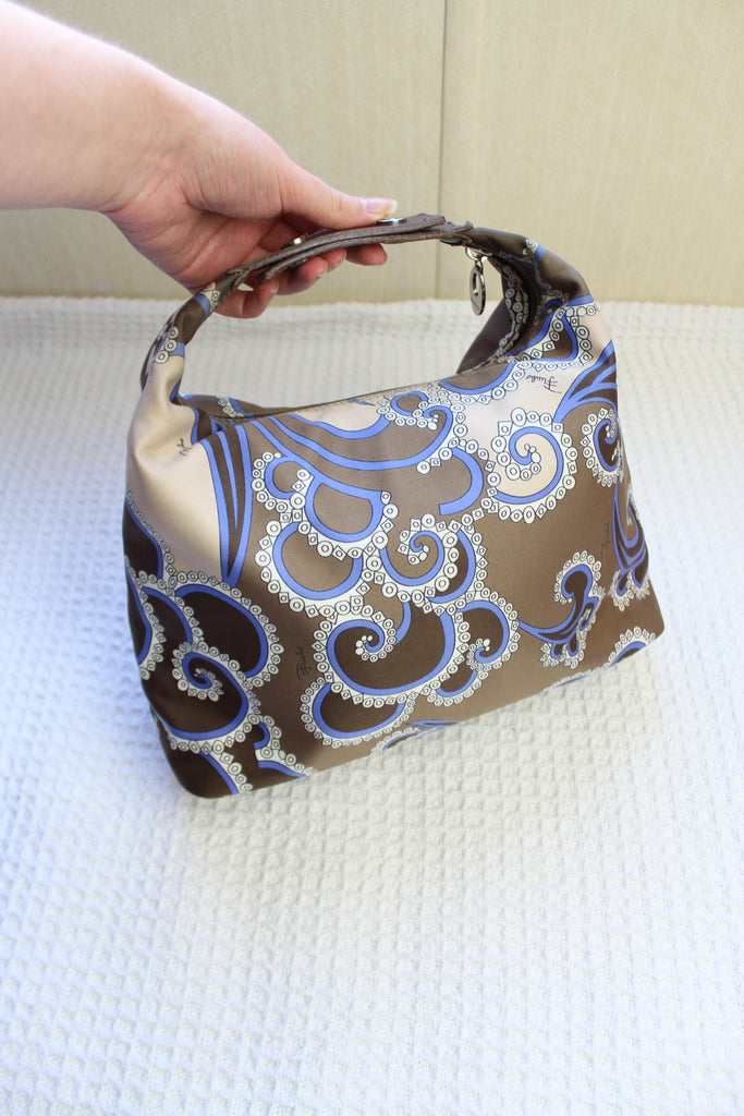 Emilio Pucci Blue / Brown Satin Handbag