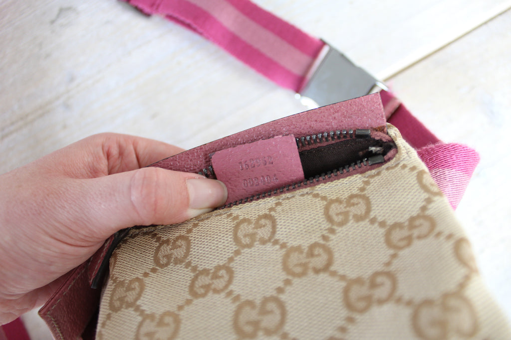 Gucci Monogram Canvas Pink Leather Belt Bag