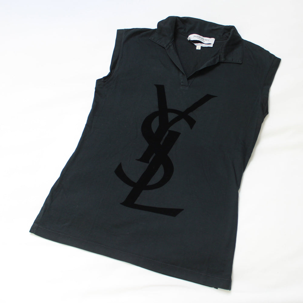Yves Saint Lauren YSL Black Logo Sleeveless Tank