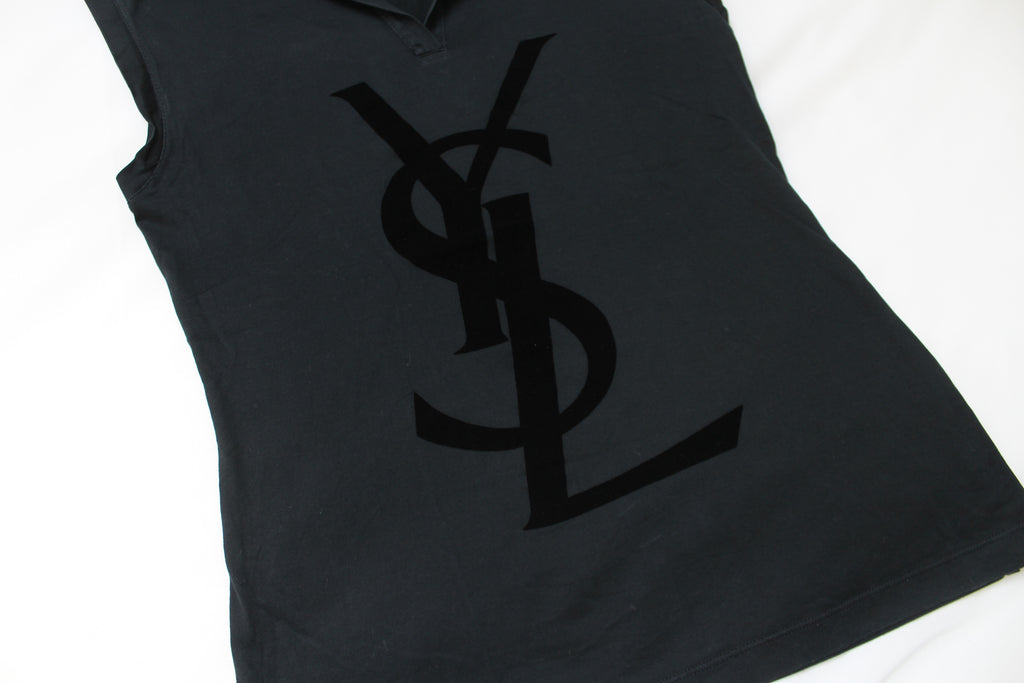 Yves Saint Lauren YSL Black Logo Sleeveless Tank