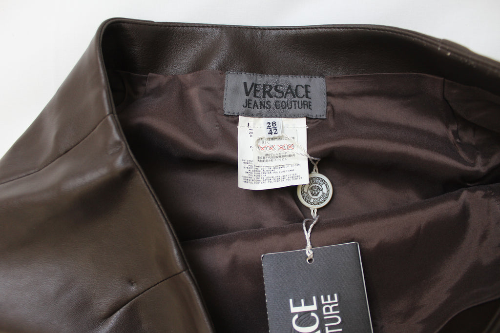 Versace Jeans Couture Brown Faux Leather Mini Skirt