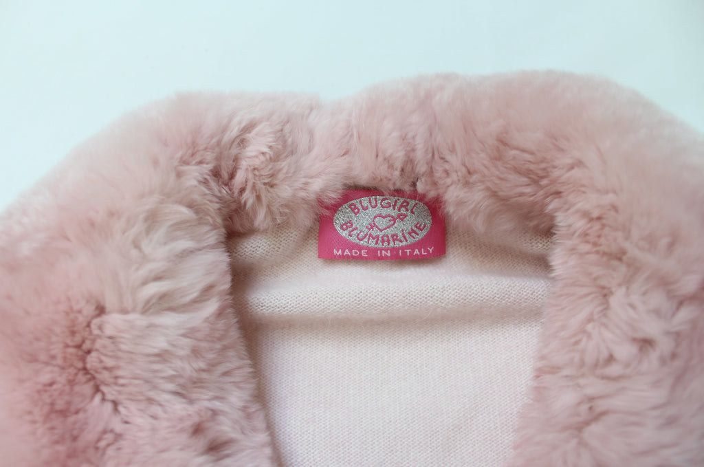 Blugirl by Blumarine Baby Pink Fur Collar Cardigan
