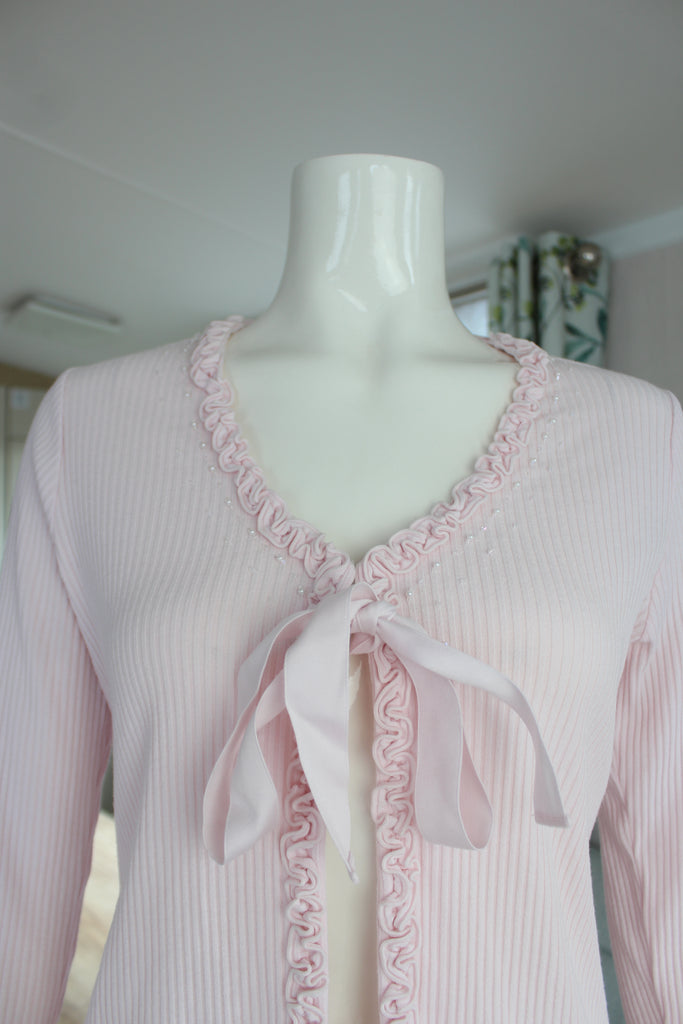 Courreges Baby Pink Bow Tie Up Cardigan Top