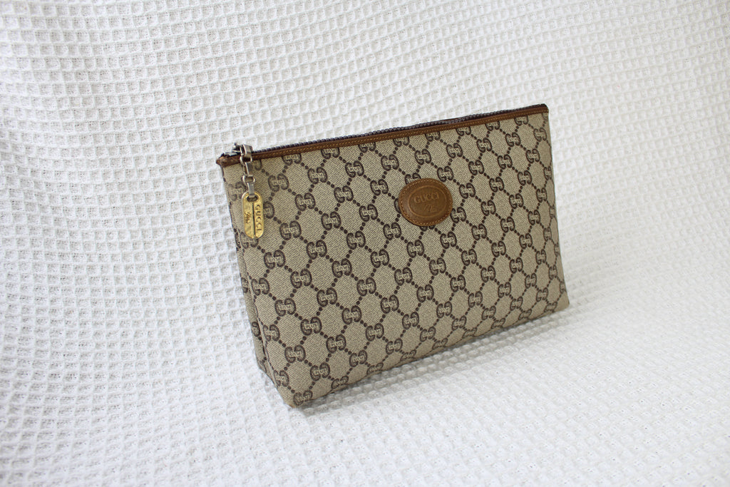 Gucci Plus Monogram Logo Coated Canvas Clutch / Pouch