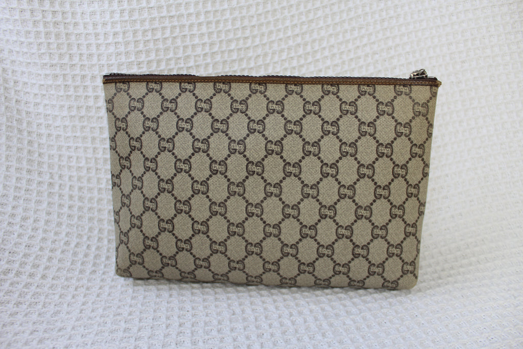 Gucci Plus Monogram Logo Coated Canvas Clutch / Pouch