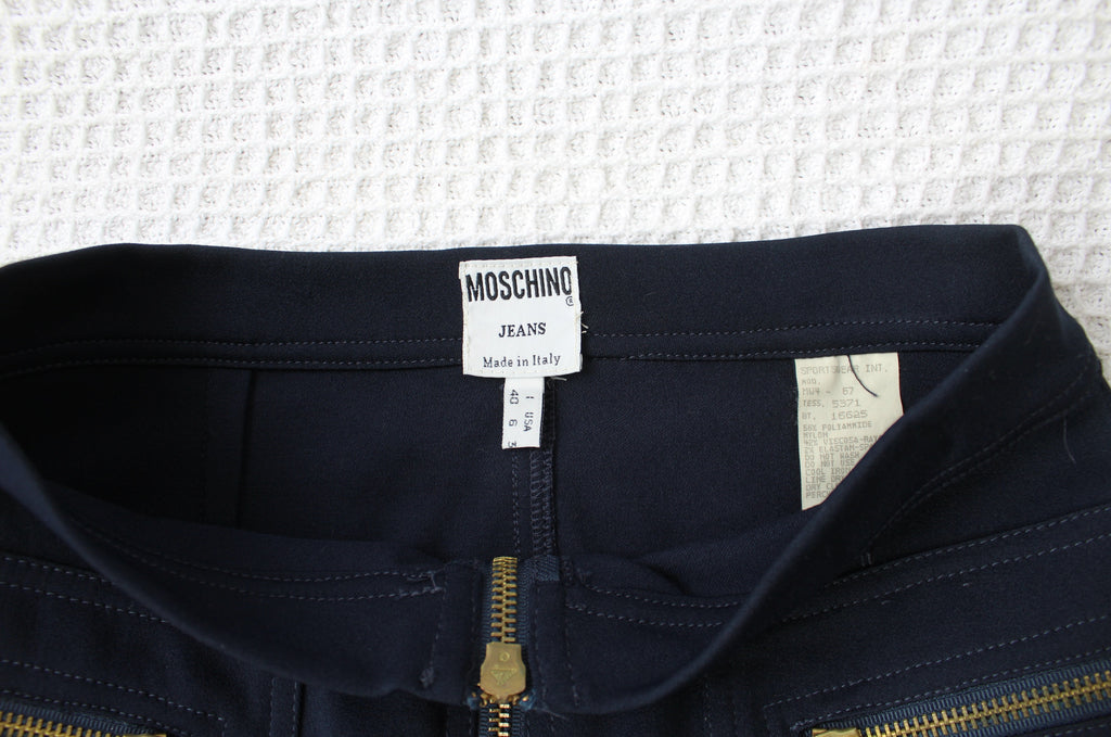 Moschino Jeans Navy Blue Zip Up Pencil Skirt