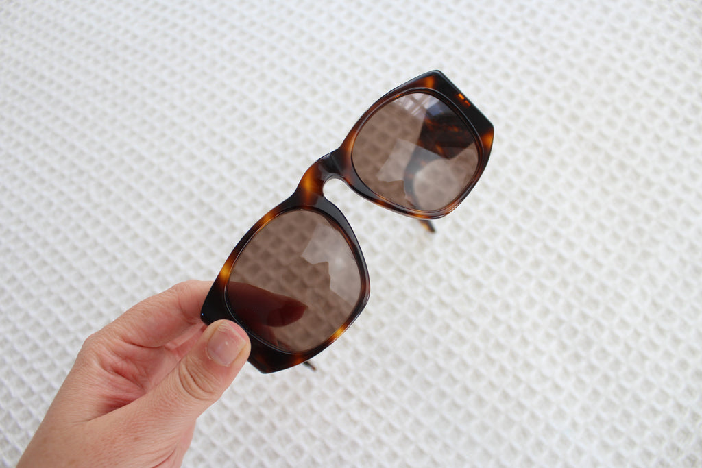 Chanel Vintage Quilted Tortoiseshell Logo Sunglasses