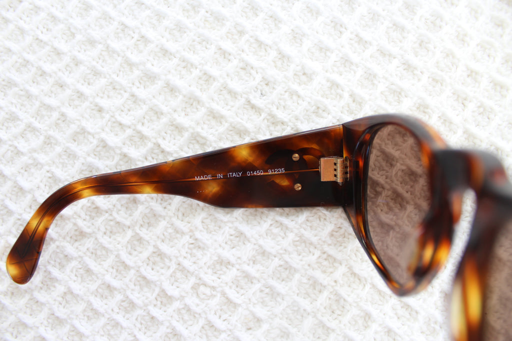 Chanel Vintage Quilted Tortoiseshell Logo Sunglasses