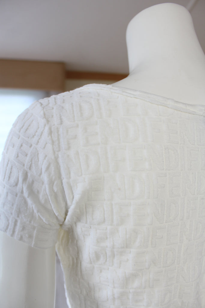 Fendi White Terry Cloth Wrap Top