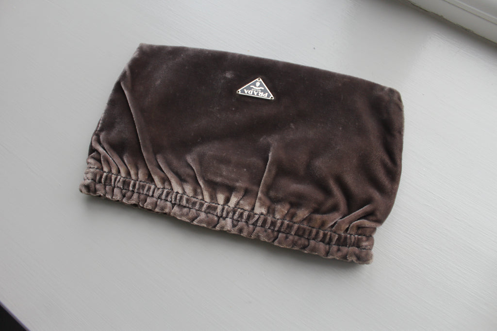 90's Prada Brown Velvet Pouch / Mini Bag