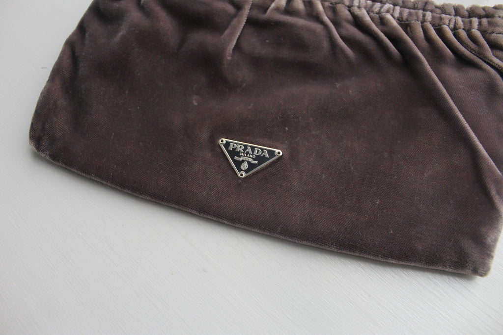 90's Prada Brown Velvet Pouch / Mini Bag