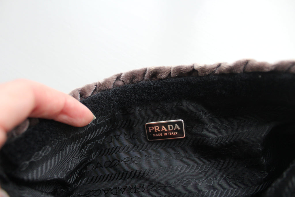 90's Prada Brown Velvet Pouch / Mini Bag