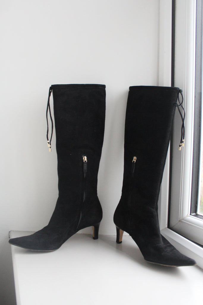 Gucci Black Suede Calf Boots 36.5