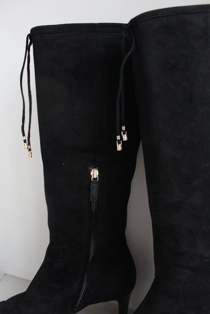 Gucci Black Suede Calf Boots 36.5