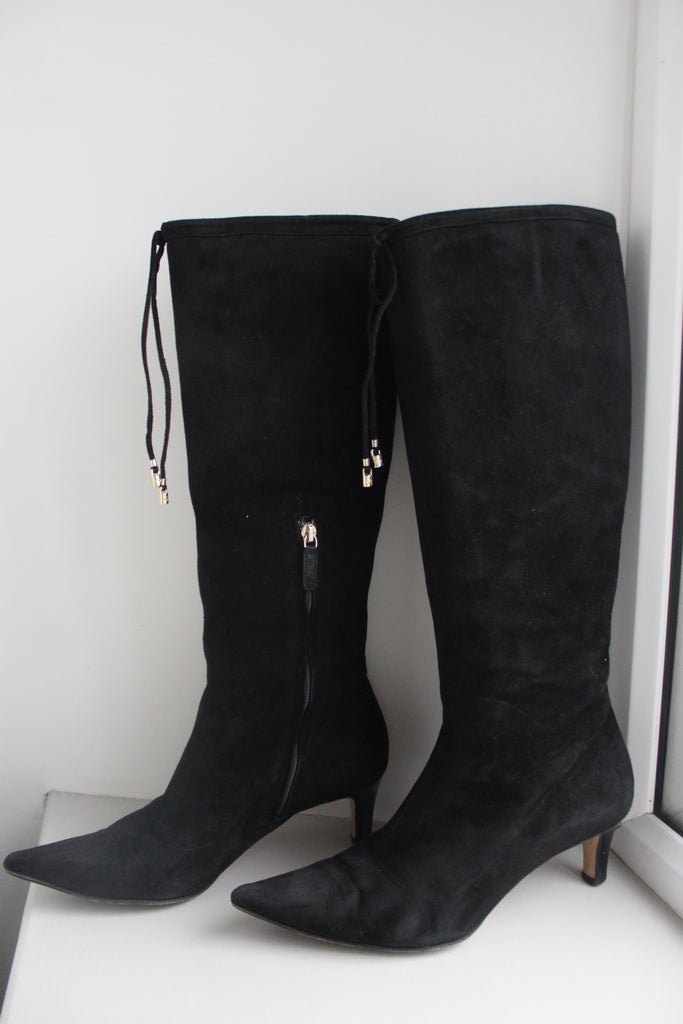 Gucci Black Suede Calf Boots 36.5