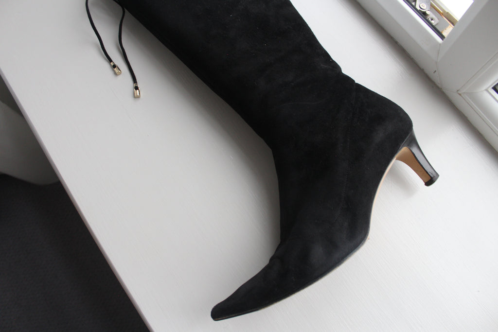 Gucci Black Suede Calf Boots 36.5