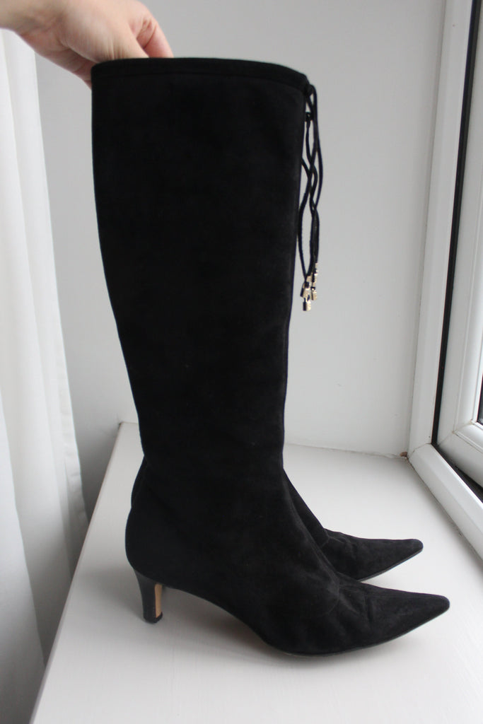 Gucci Black Suede Calf Boots 36.5