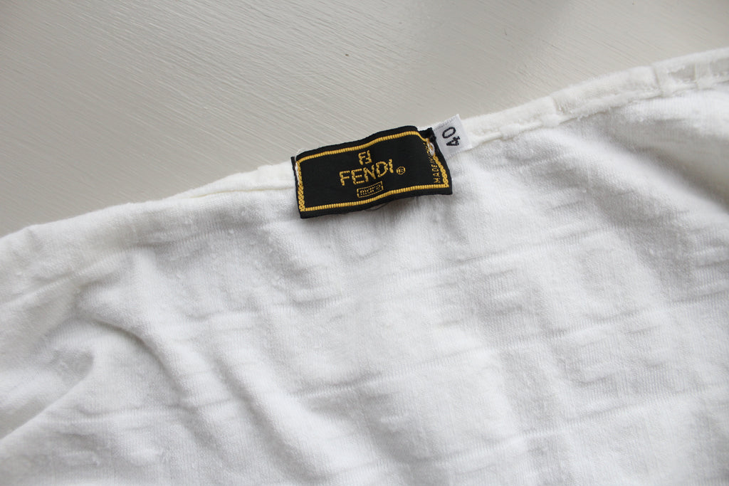 Fendi White Terry Cloth Wrap Top