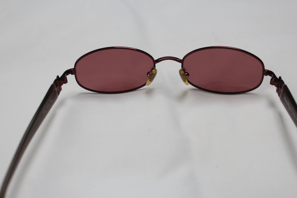 Salvatore Ferragamo Burgundy Oval Sunglasses