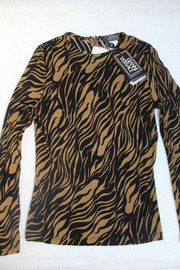 Gianni Versace Animal Print Long Sleeve Top
