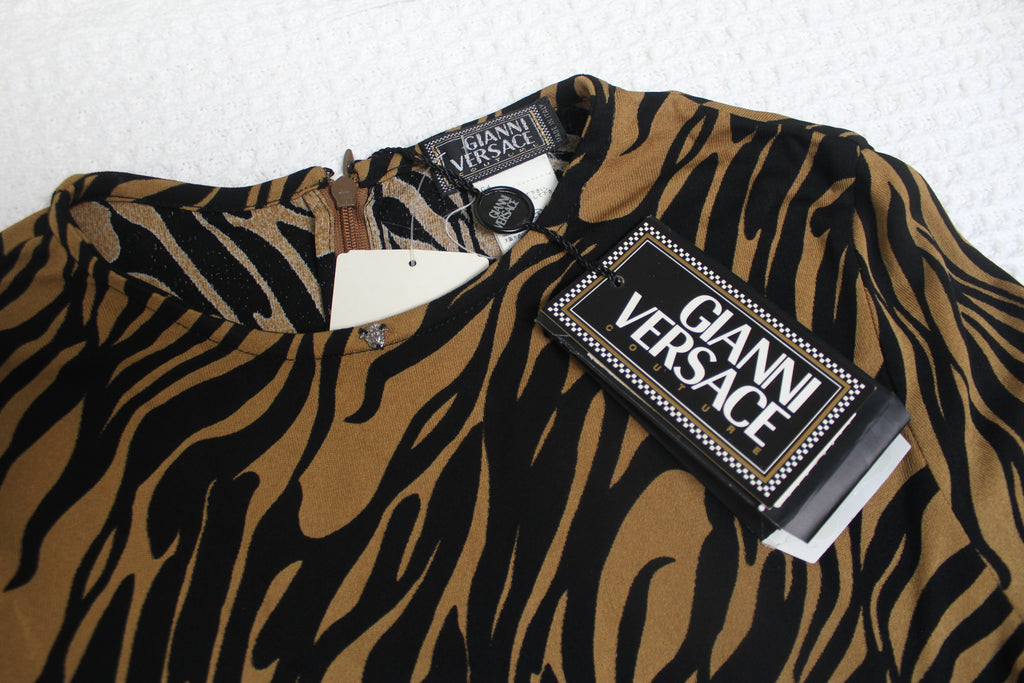 Gianni Versace Animal Print Long Sleeve Top