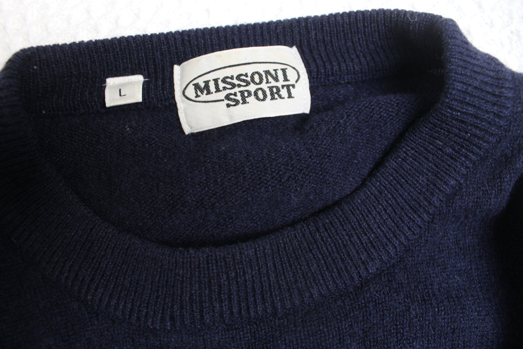Missoni Sport Navy Wool Knit Sweater