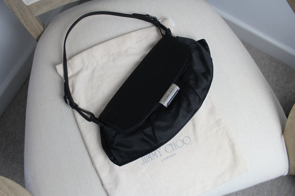 Jimmy Choo Black Satin Shoulder Bag