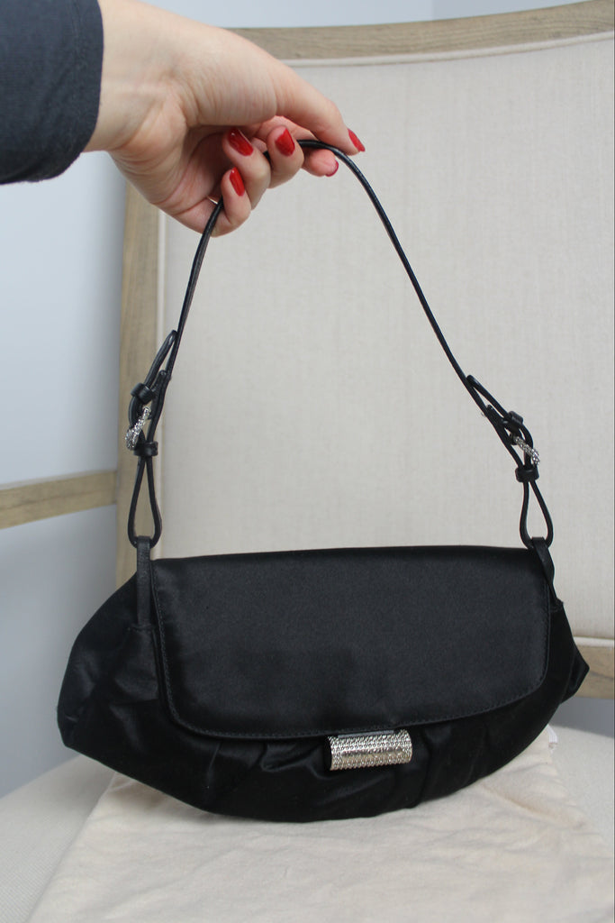 Jimmy Choo Black Satin Shoulder Bag