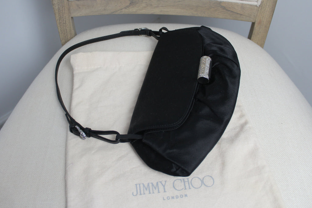 Jimmy Choo Black Satin Shoulder Bag