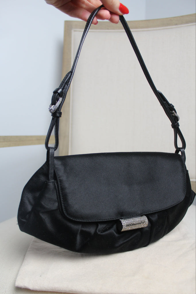 Jimmy Choo Black Satin Shoulder Bag