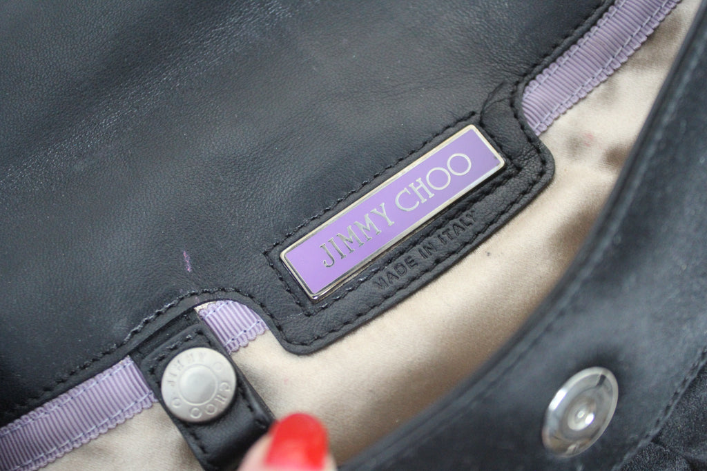 Jimmy Choo Black Satin Shoulder Bag