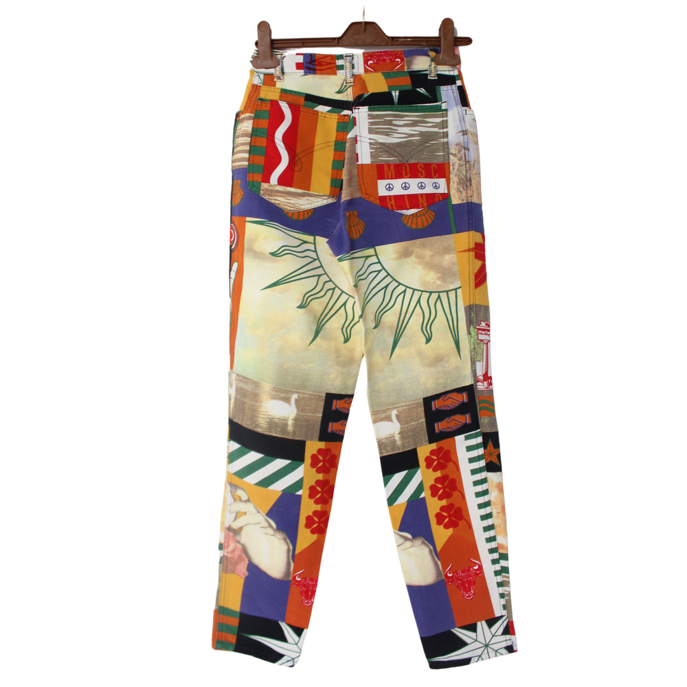 Moschino Sun & Stars Patchwork High Waist Trousers XXS