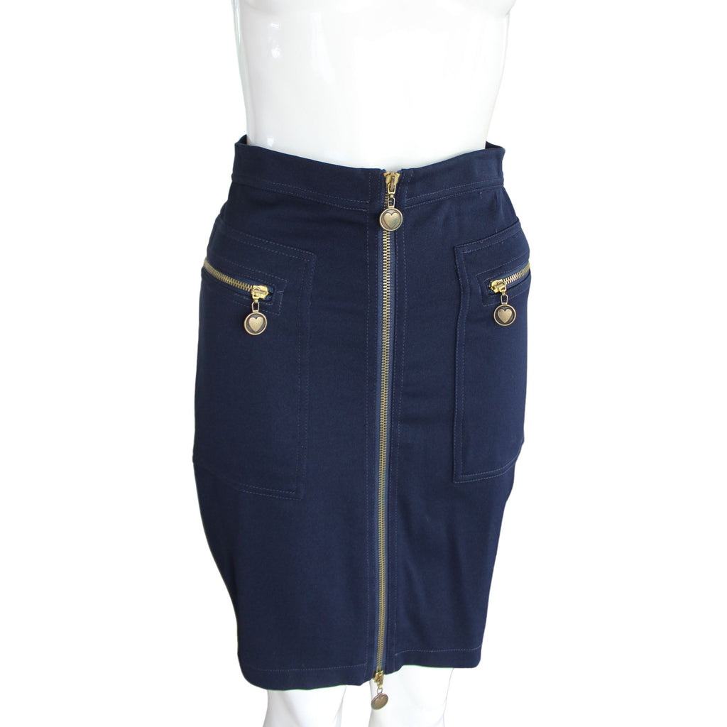 Moschino Jeans Navy Blue Zip Up Pencil Skirt