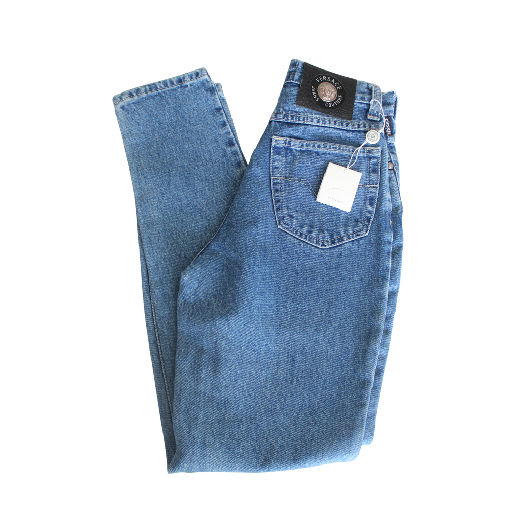 Versace Blue Denim High Waist Jeans XXS