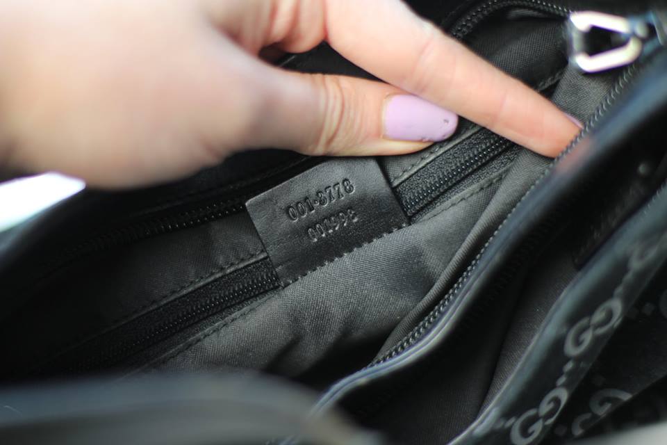 Gucci Black Monogram Velour Shoulder Bag