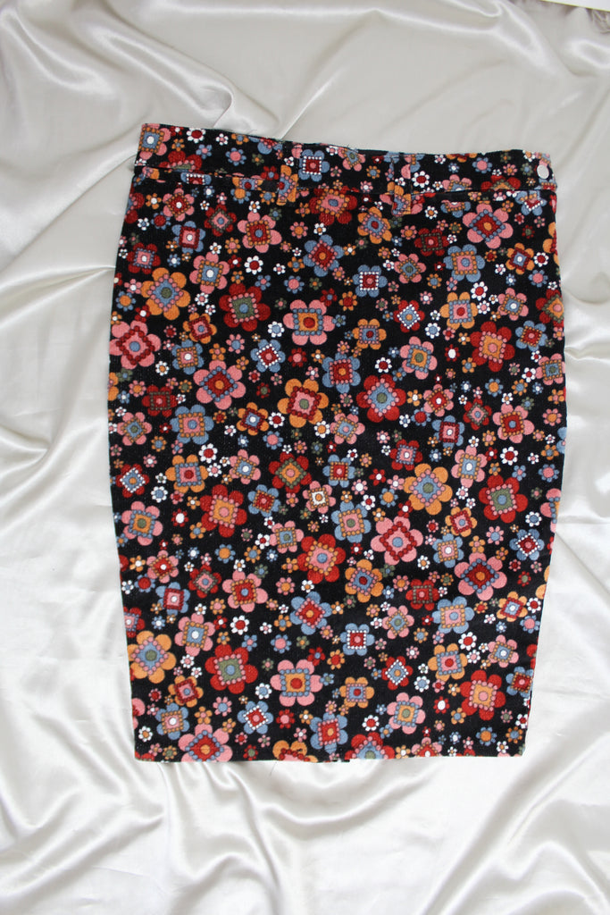 Dolce & Gabbana Floral Corduroy Midi Skirt - S