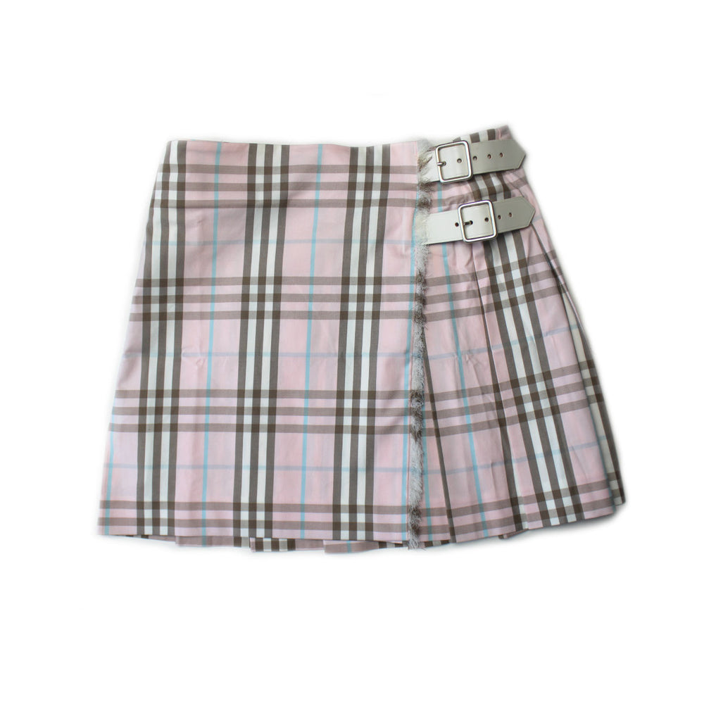 Burberry London Pink Check Wrap Skirt UK 8-10