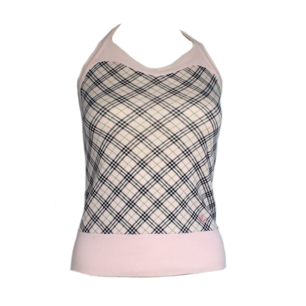 Burberry Pink Check Halter-neck Top Small
