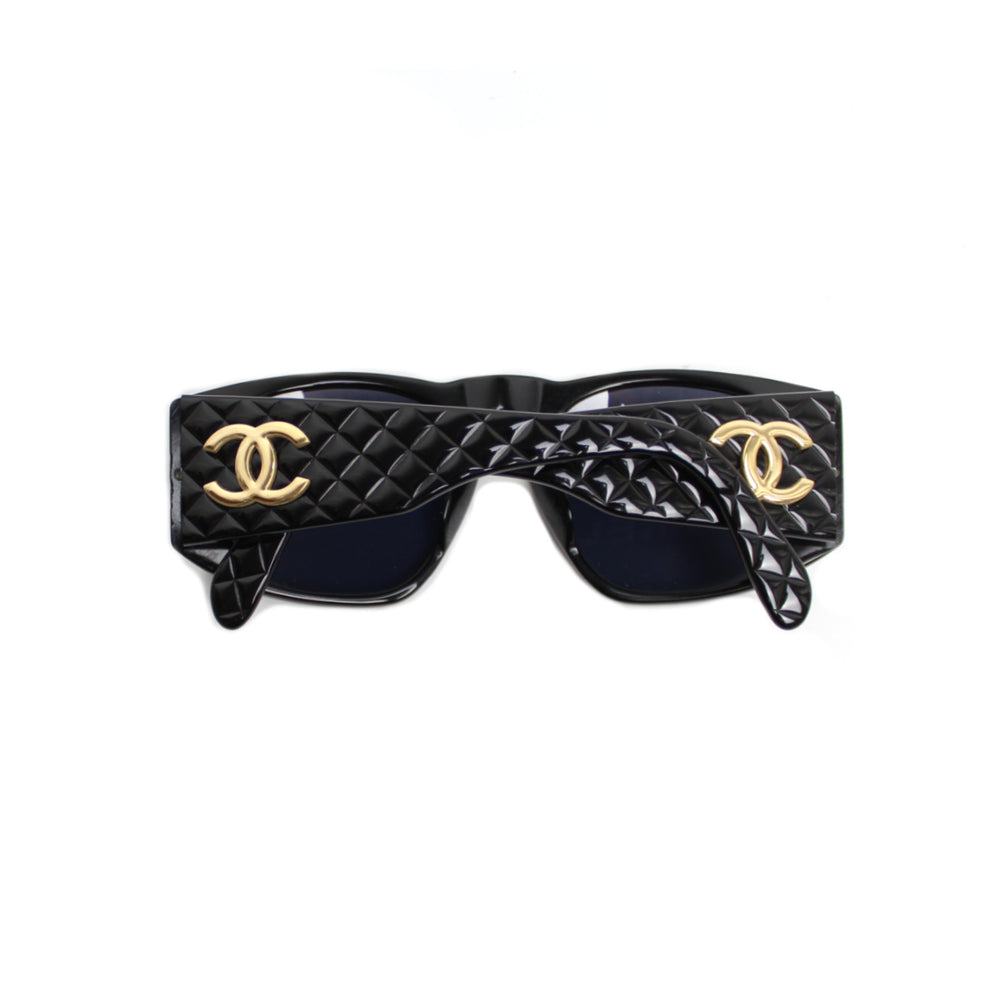 Chanel Black Quilted Logo Sunglasses