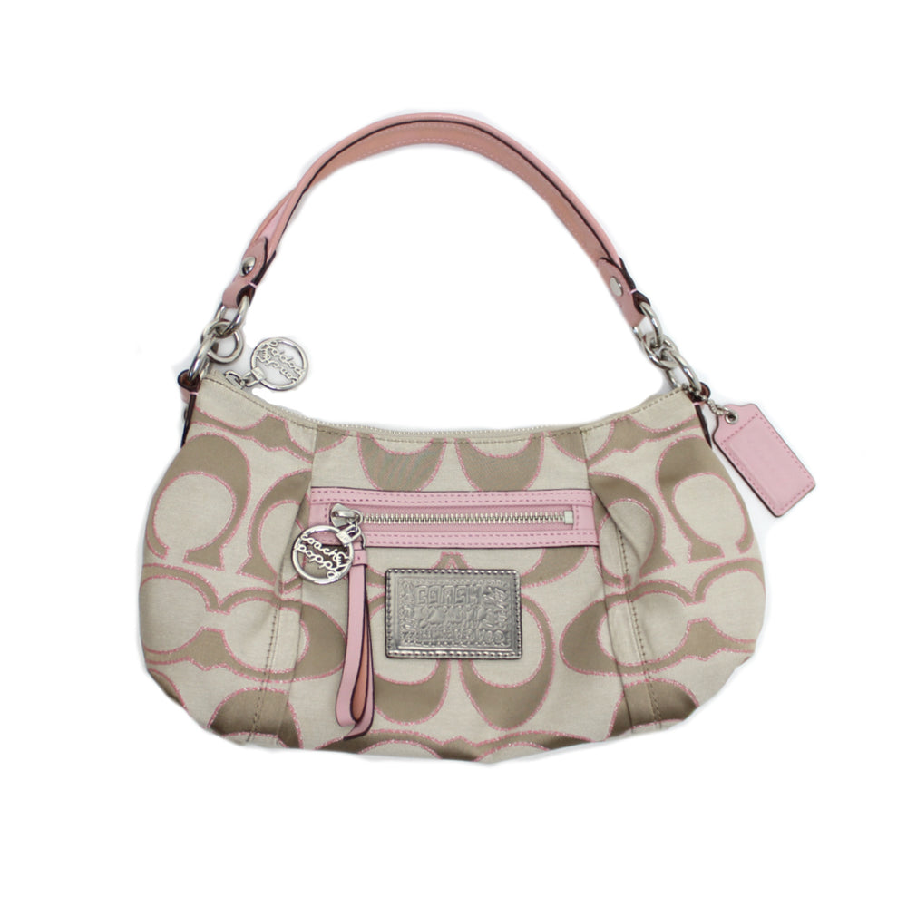 Coach Poppy Pink Monogram Shoulder Bag luxequarter