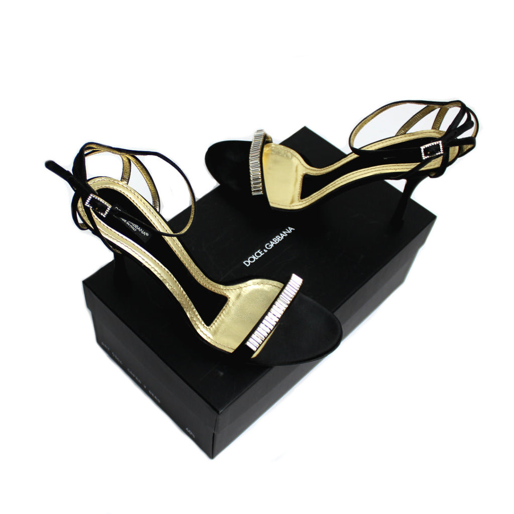 Dolce & Gabbana 'Capra' Black Satin Heels EU 40.5