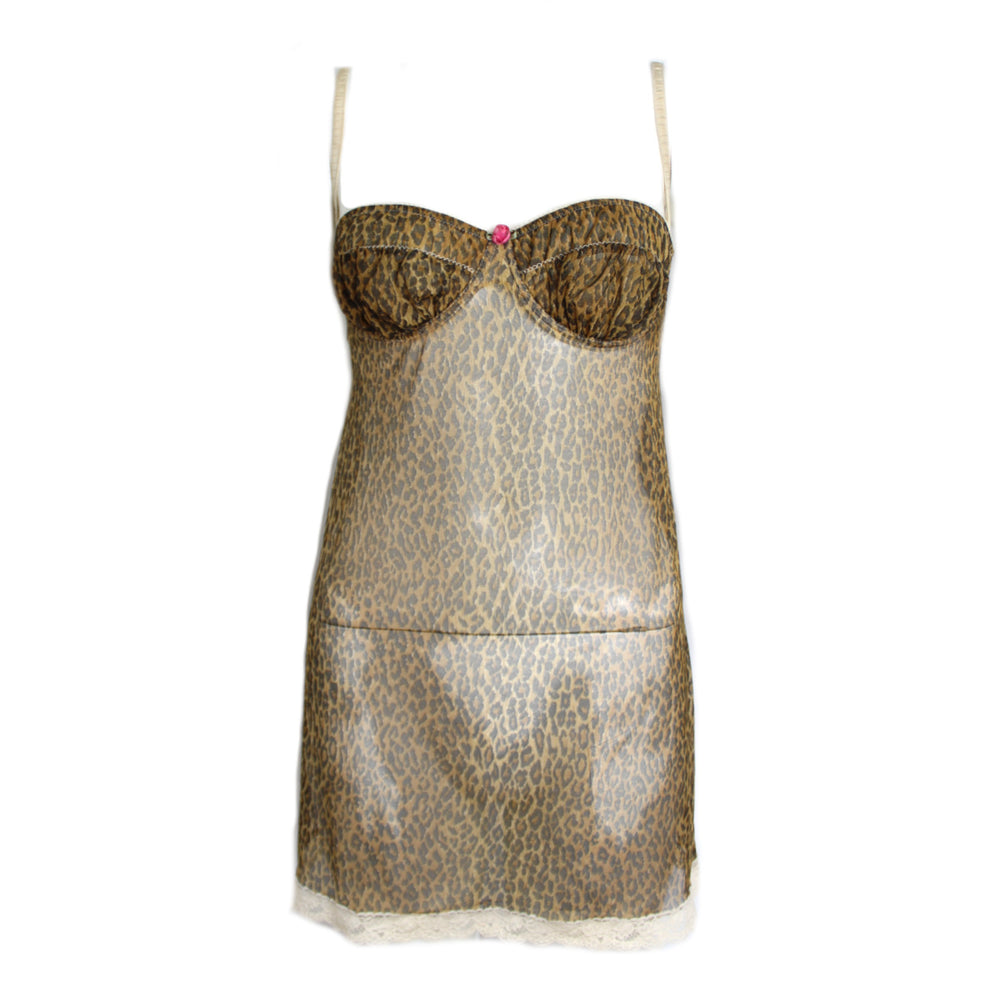 Dolce & Gabbana Leopard Print Sheer Slip Dress / Cami