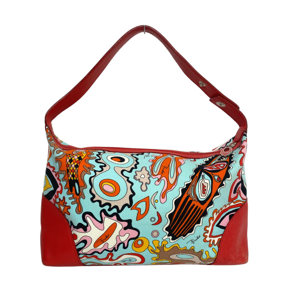 Emilio Pucci Red Leather Pattern Handbag