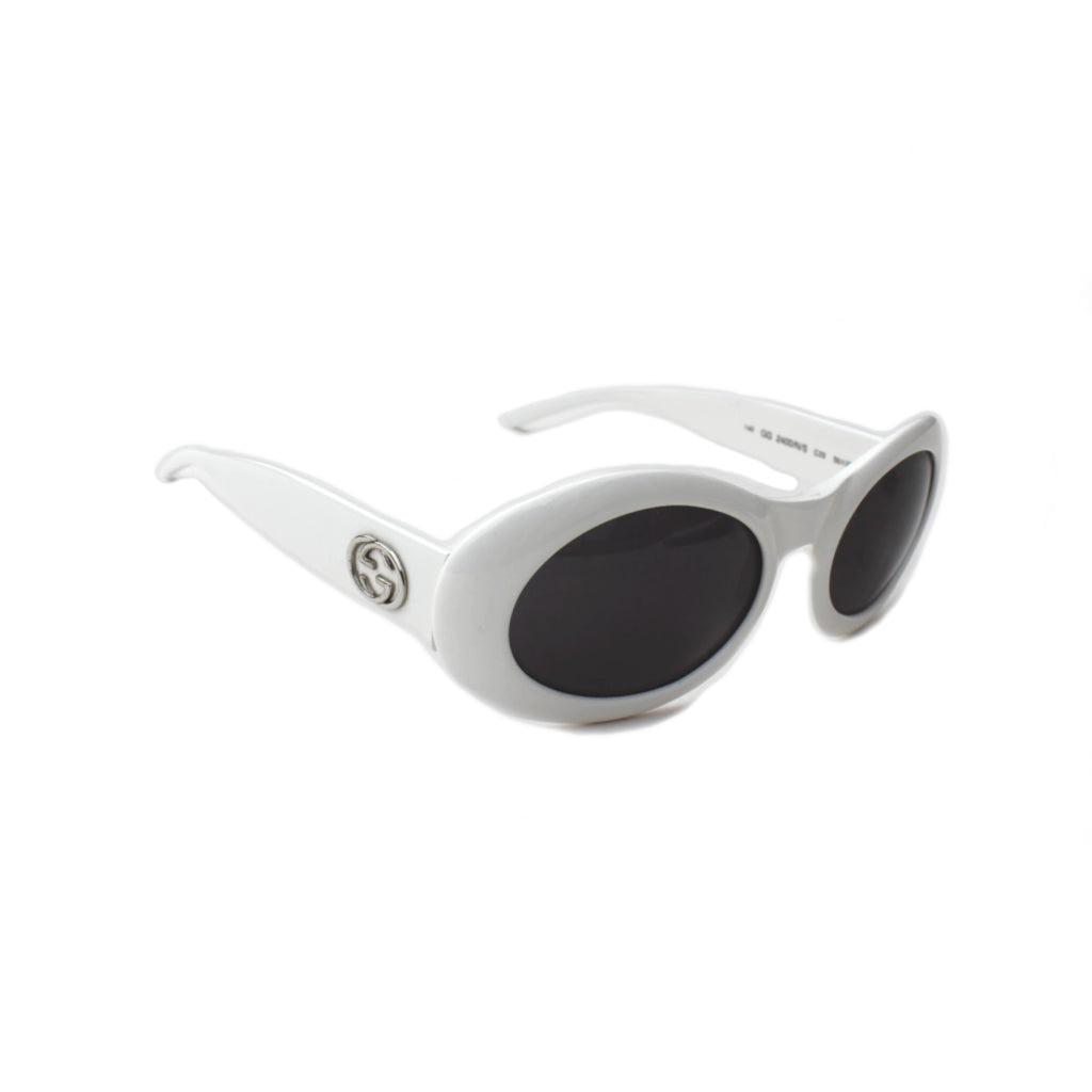 Udlænding Flytte Forbyde Gucci Vintage White Oval Sunglasses 2400/N/S | luxequarter.com